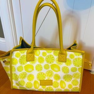 Dooney & Boutke Large Yellow Lemon Print Tote Bag